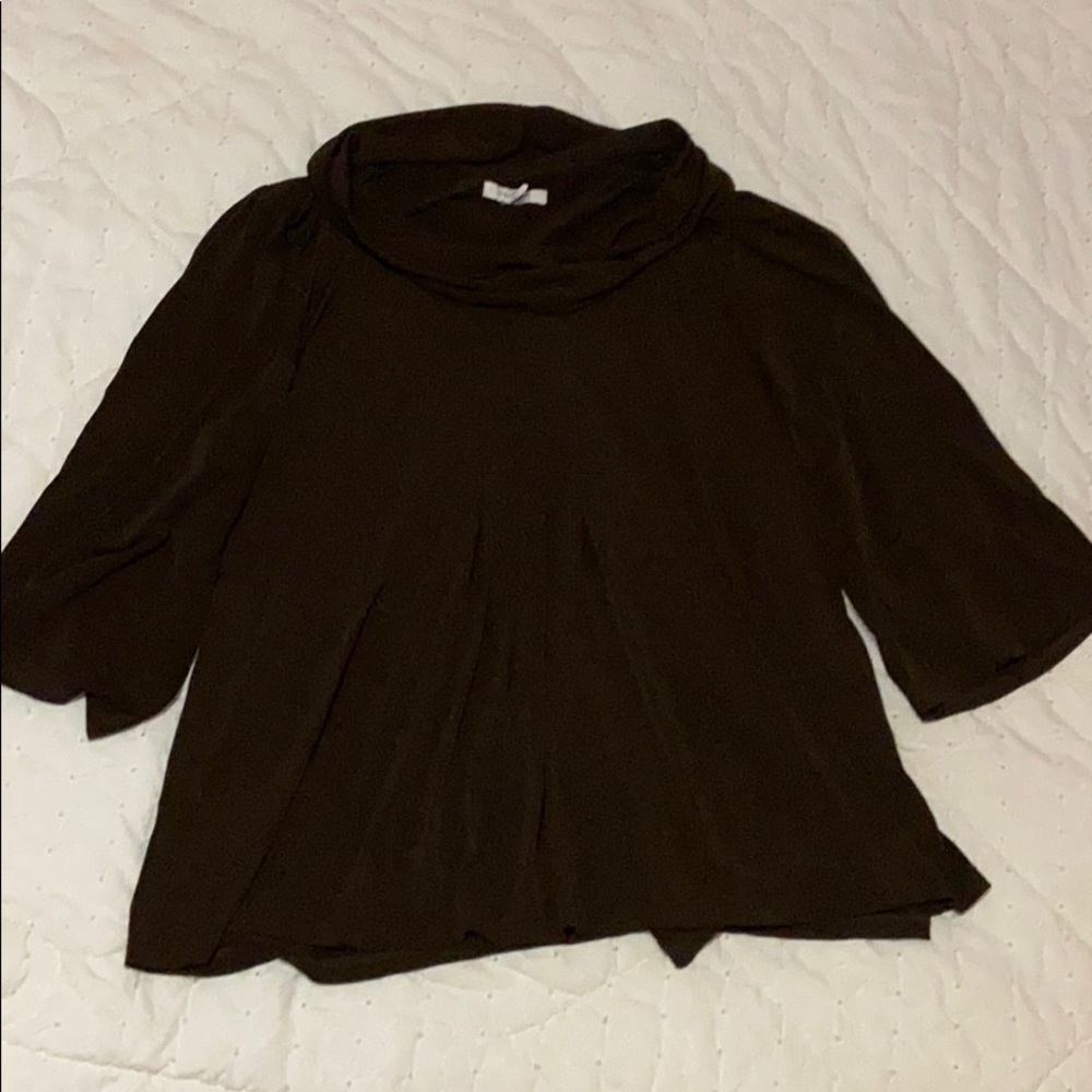 brown cowl neck top
